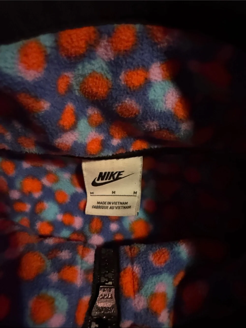 Nike Men's Med Polka Dot Patterned Full-Zip Fleece Jacket Zip Pockets Warm Layer